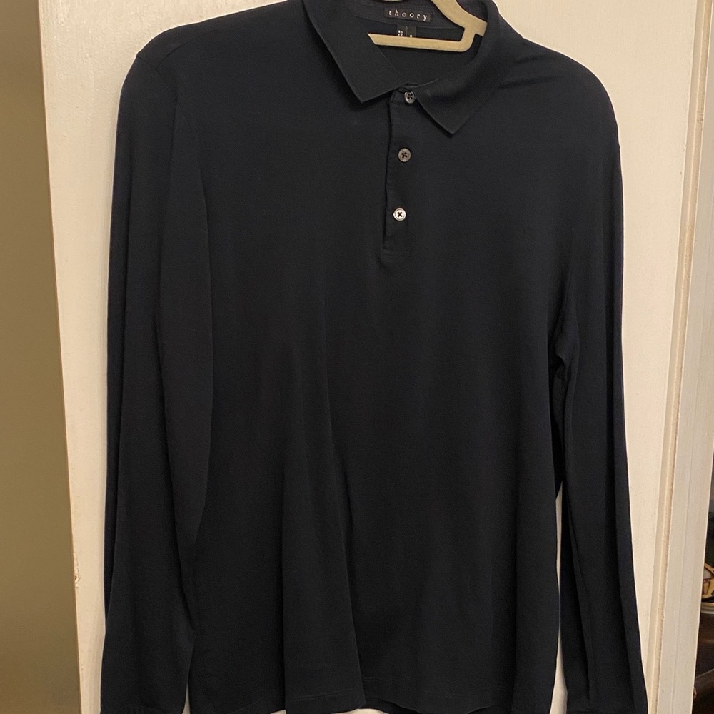 Theory Dark Long Sleeve Polo Shirt
